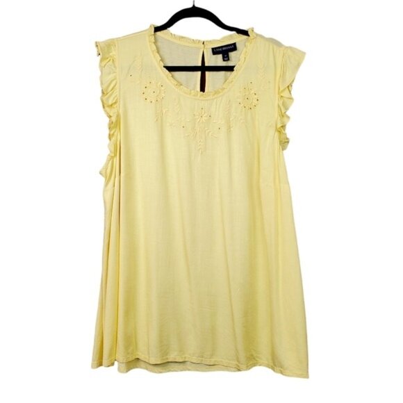 Lane Bryant Womens Sleeveless Yellow Floral Embroidered Top Size 22 NWT - Picture 4 of 5